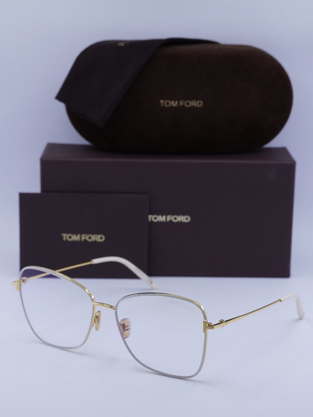 Tom Ford FT5906-B 025 Butterfly Eyeglasses 55mm - Ivory/Gold / Clear